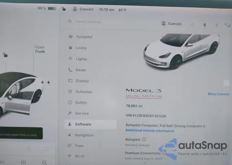 2019 Tesla Model 3 Long Range/Performance from USA, damaged, VIN 5YJ3E1EB2KF421429